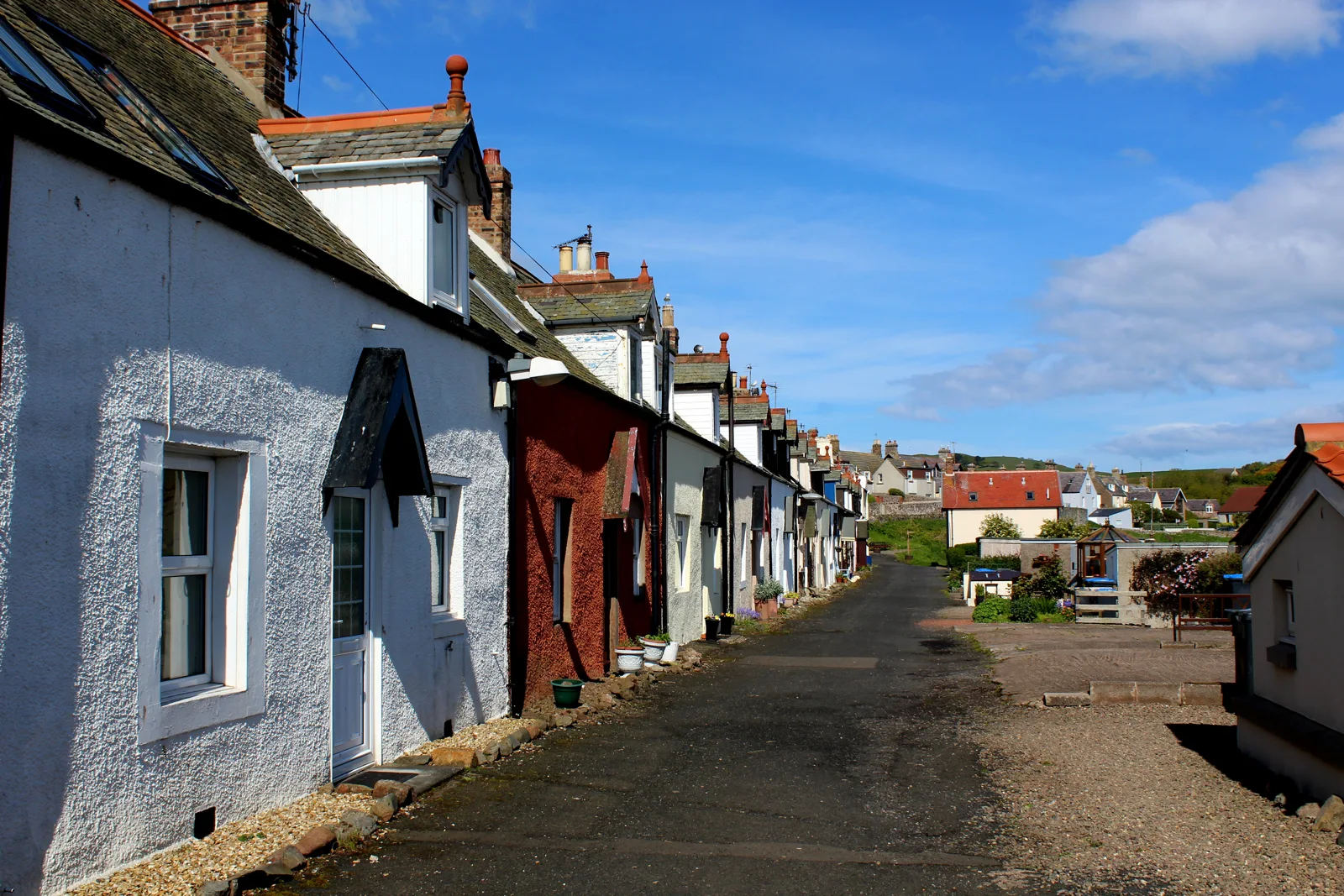 Traditional stone cottages in St Abbs, Scottish Borders